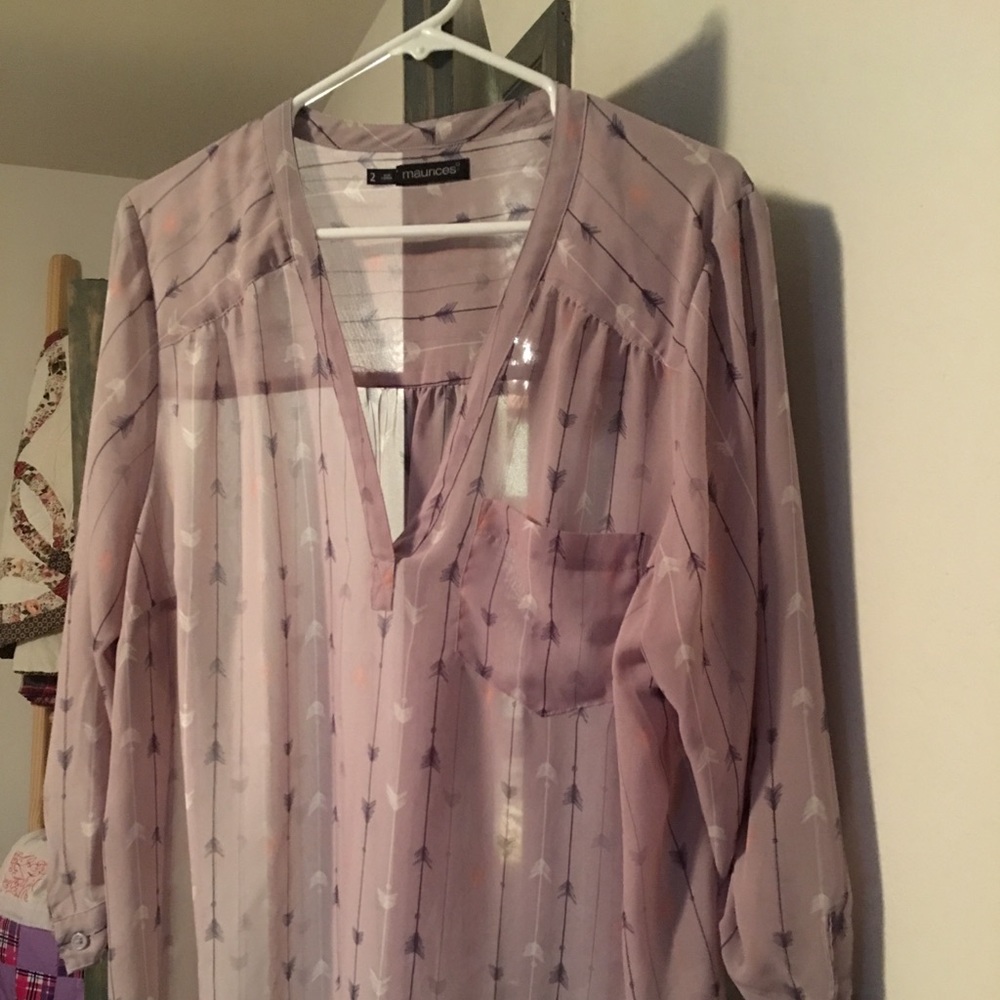 Maurice’s plus size sheer arrow detail ¾ blouse